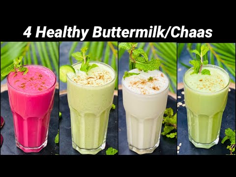 Healthy Chaas/Buttermilk- 4 ways | Masala Chaas Recipe-Spiced Buttermilk-Indian Summer Drink recipe | Flavourful Food
