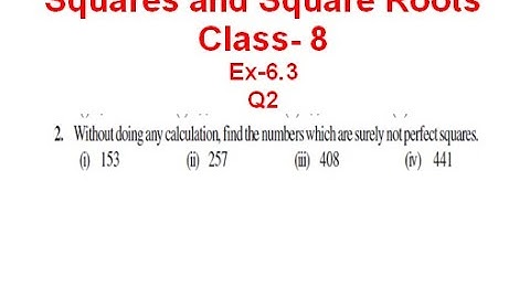NCERT Solution CLASS-8 (VIII) Mathematics CHAPTER- 6 Squares and Square Roots  Ex-6.3 Q2 @bhullar