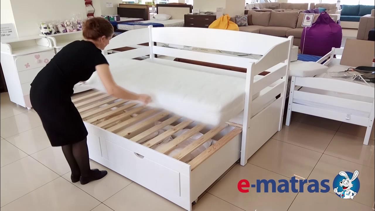 Подростковая кровать с выдвижным спальным местом и 2-мя ящиками для ...