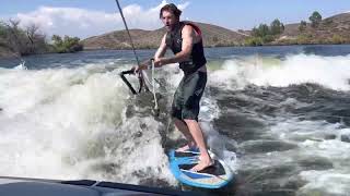 6’ 3” Rider Wakesurfing behind MB Sports Tomcat F21