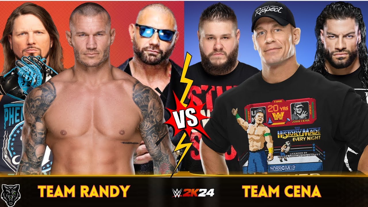 Team John Cena Roman Reigns Vs. Team Randy Orton Aj Styles | WWE 2K24 ...