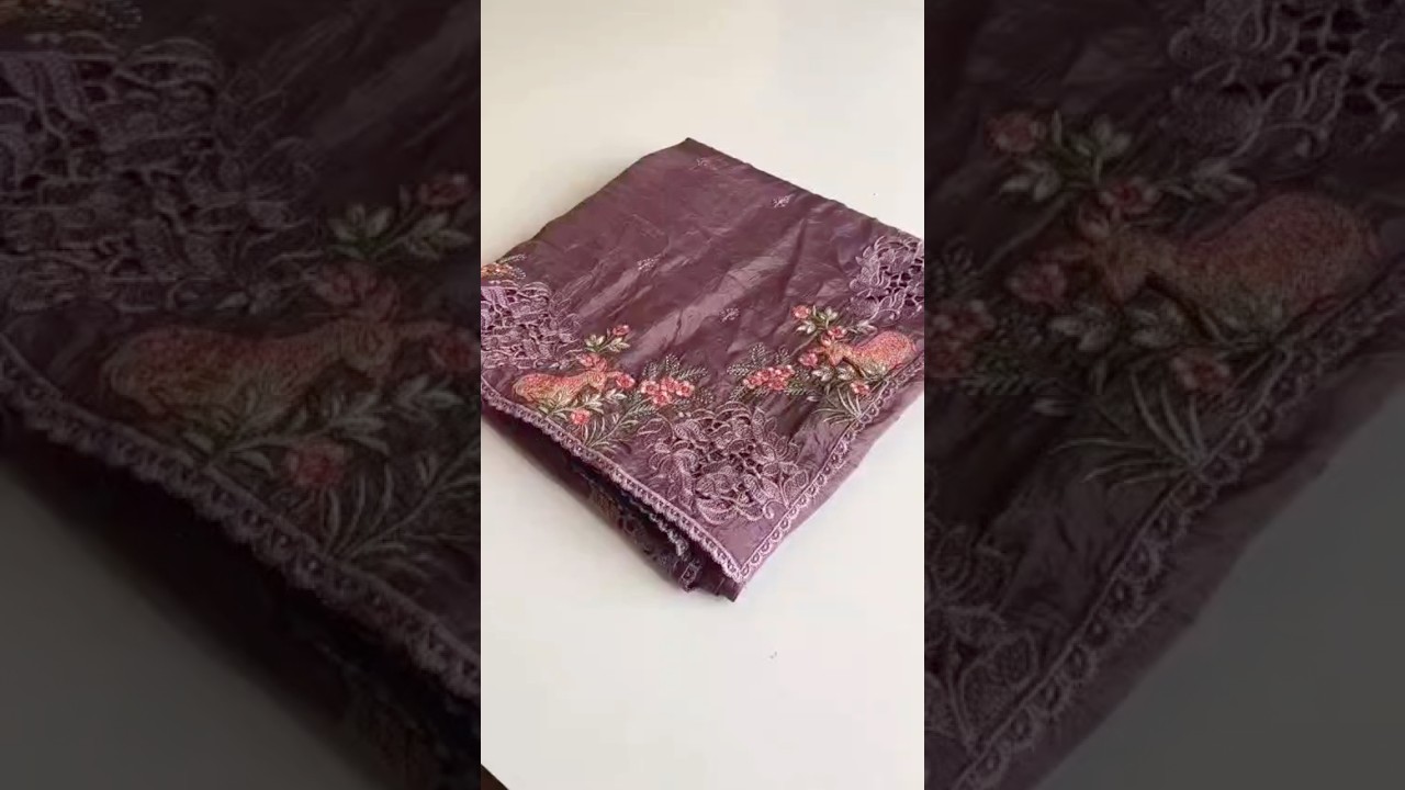 Premium Pure Crush Silk Embroidery & Cutwork Saree