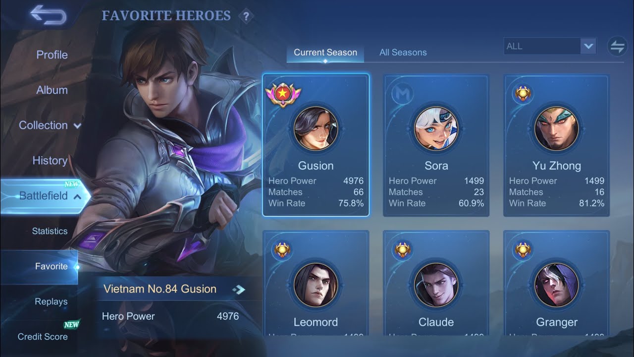 Solo Ranked! Gusion 0 Death Gameplay !!