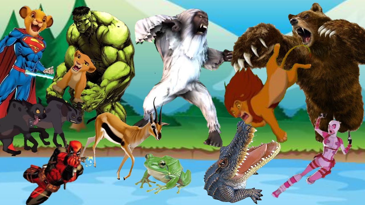 سيمبا ملك الغابه والأبطال الخارقين يواجهون حيوانات الغابه السوداء/كرتون سيمبا ـ حكايات مرمر