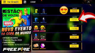 CORRE! NOVO EVENTO DA COPA DO MUNDO, ÍTENS DE GRAÇA, EVENTO DE LOGIN, CANARINHO E MAIS - FREE FIRE