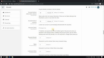 Moodle in Gnomio.com 02 Changing Password Policy