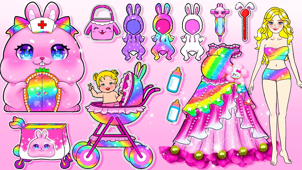 Rapunzel Mom vs Daughter Dress Up & Decor Rainbow House - Barbie's New Home - Woa Doll Channel