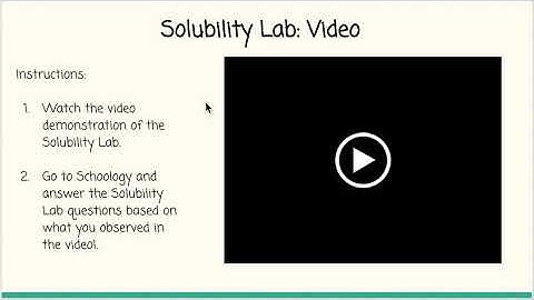 Solubility Lab Demo Thursday, September 17, 2020
