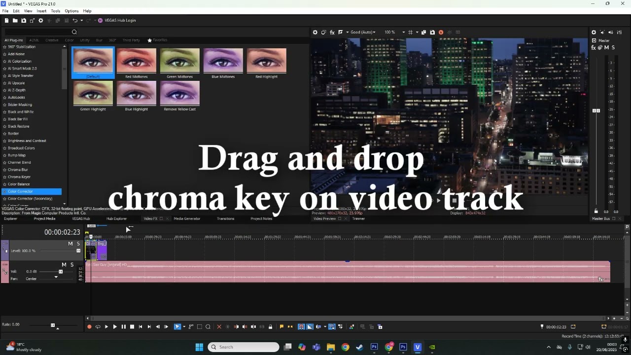 sony vegas chroma color and transition tutorial