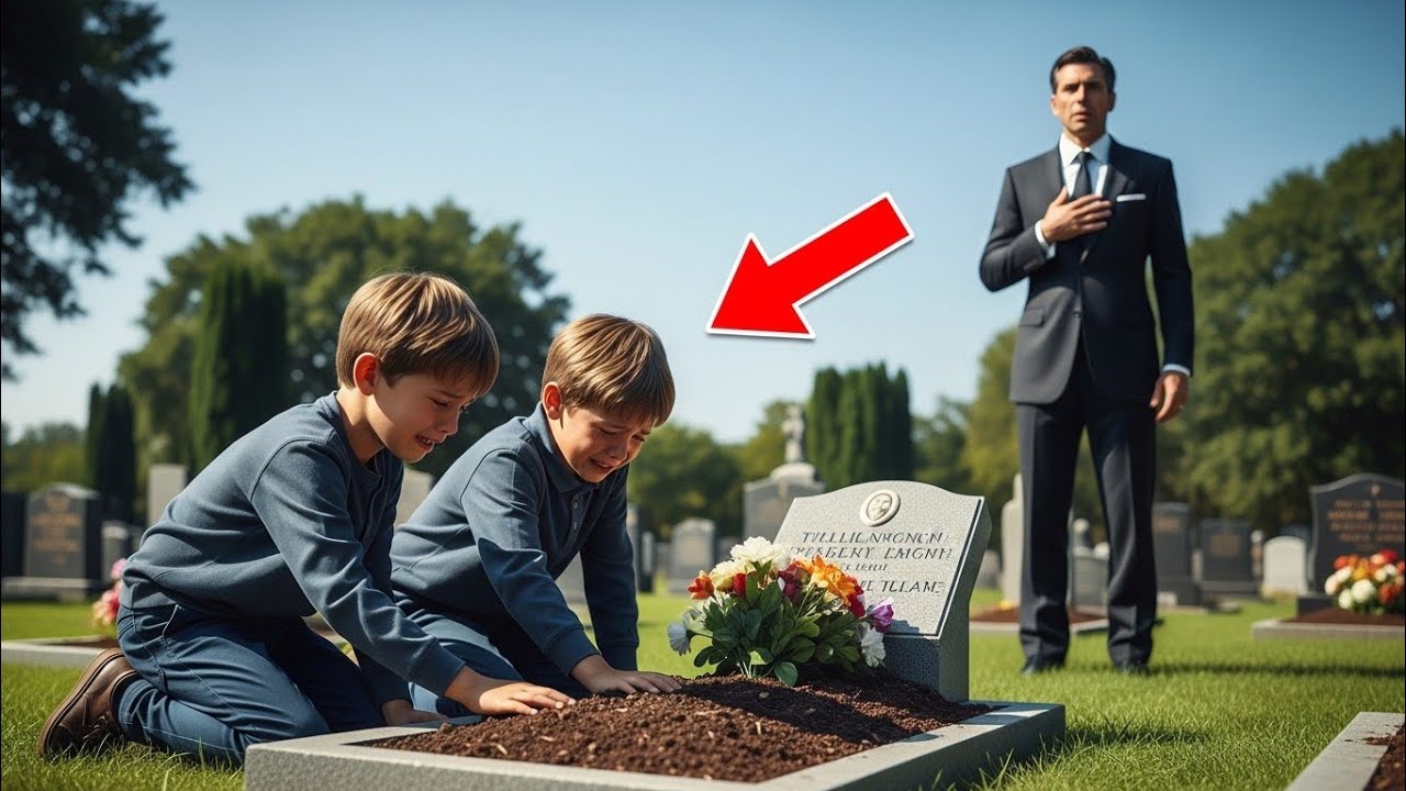 AL VISITAR LA TUMBA DE SUS HIJOS… EL MILLONARIO SE QUEDA HELADO AL OÍR A LA NIÑERA LLAMARLO