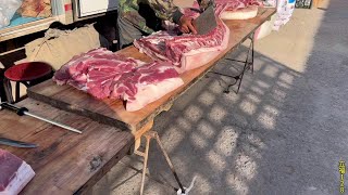 今天老孟猪肉不好卖，手撕小里脊，大猪腰子吃上了，真香太馋人了#味道好极了你们想吃吗 #人间烟火 #放心肉 #我的乡村生活 #抖音美食推荐官