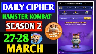 Hamster Kombat Dev Game Daily Cipher 27 March | Hamster Kombat Daily Cipher Code | Daily Combo
