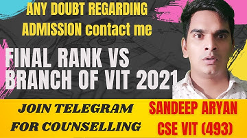 #RANKVSBRANCH #VITCOUNSELLING2021 #VITRANKVSBRANCH | RANK VS BRANCH VS CATEGORY VIT VELLORE #VITCSE
