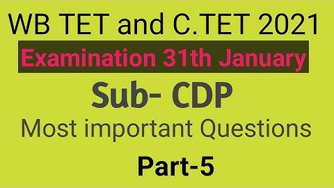 Most important questions  of CDP for WB TET & C TET 2021 part-5 by Taufique Ansari
