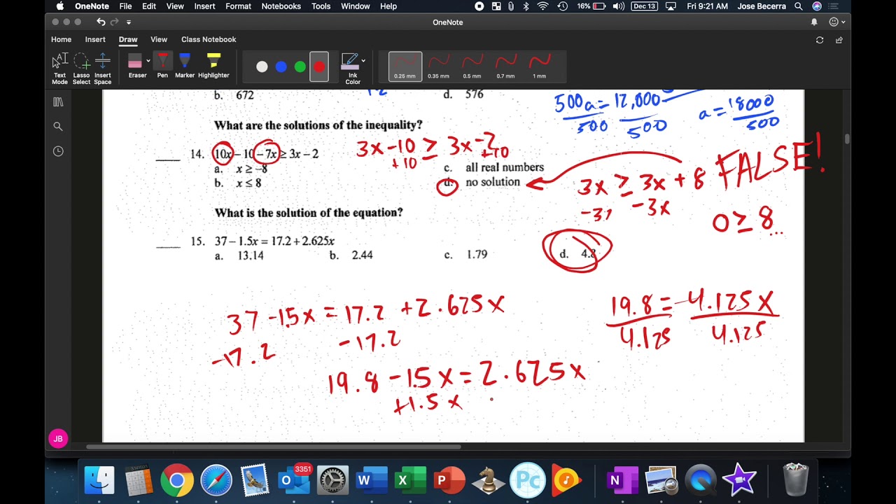 Algebra 1 Midterm Review YouTube