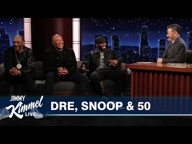 Jimmy Kimmel Interviews Dr. Dre, Snoop Dogg u0026 Curtis “50 Cent” Jackson class=