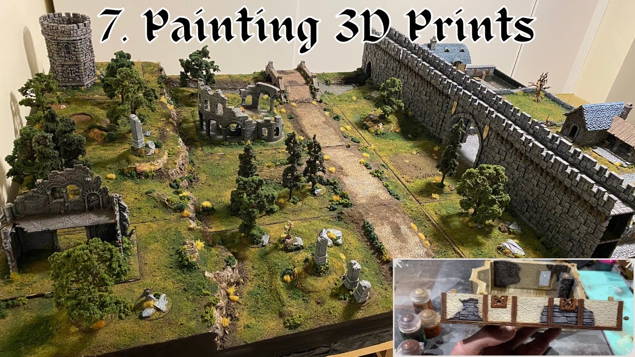 Gaming Table Build - 7: Painting the 3Dprinted Mill, Canal and river bed