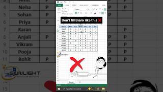 Fill Blank Cells with “A” in Excel | Attendance Sheet Trick ⚡ (Ctrl + G Method) ||