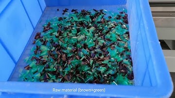 Brown + green PET flakes separating by Angelon color sorting machine