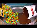 Nutella & M&M's — Colorful Ice Cream Rolls | Satisfying Visual ASMR