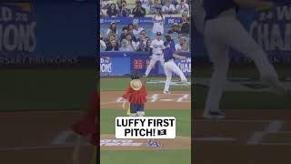 Gomu Gomu Fastball! Monkey D. Luffy threw out the first pitch on One Piece night at Dodger Stadium