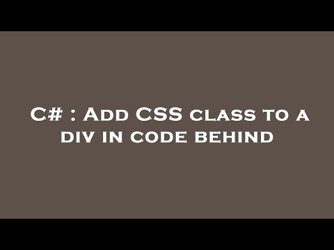 C# : Add CSS class to a div in code behind