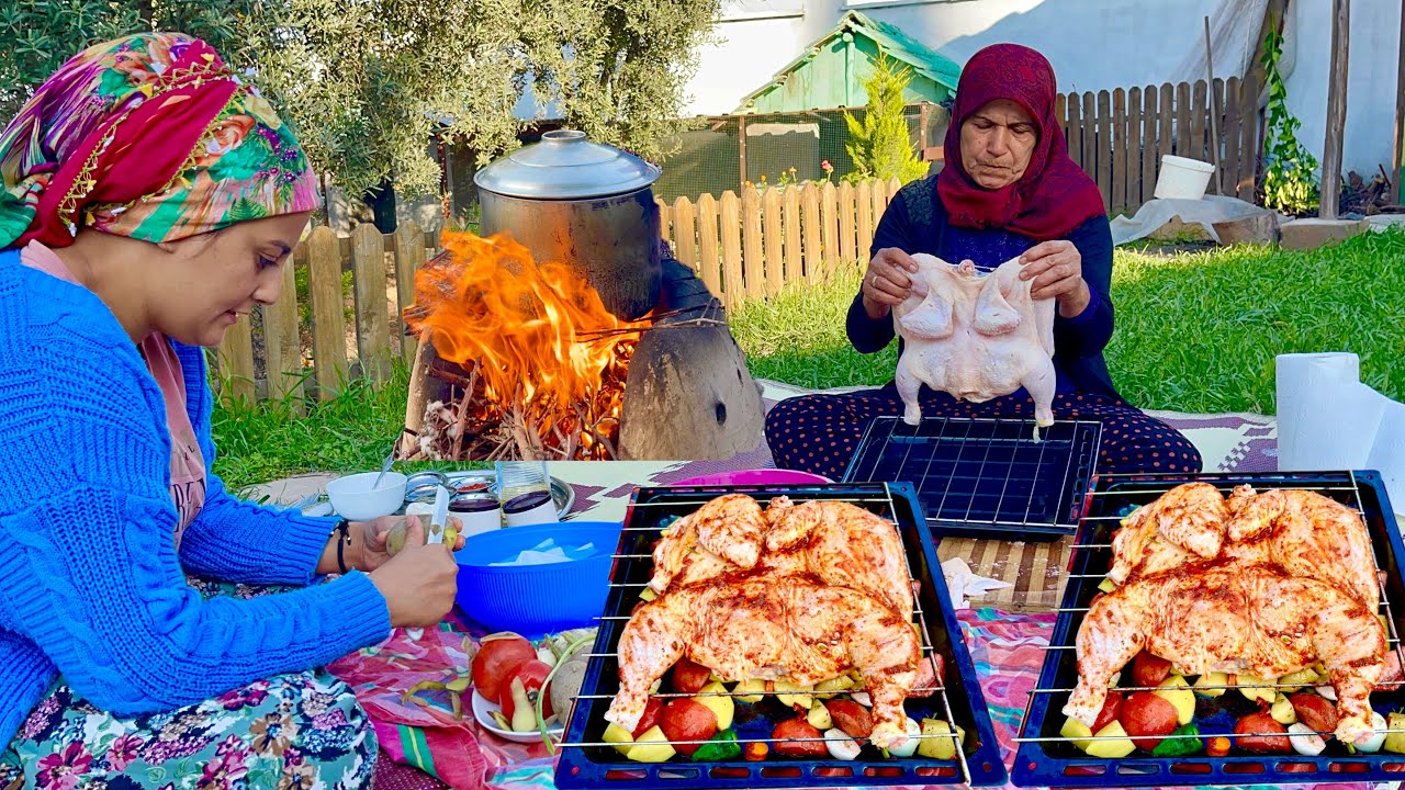 ODUN ATEŞİNDE KIZARMIŞ BÜYÜK TAVUK MÜSTAKİL AHŞAP YENİ KÖY EVİMİZ YouTube
