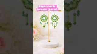 Elegancia en verde: aretes tejidos a crochet con mostacilla #shorts