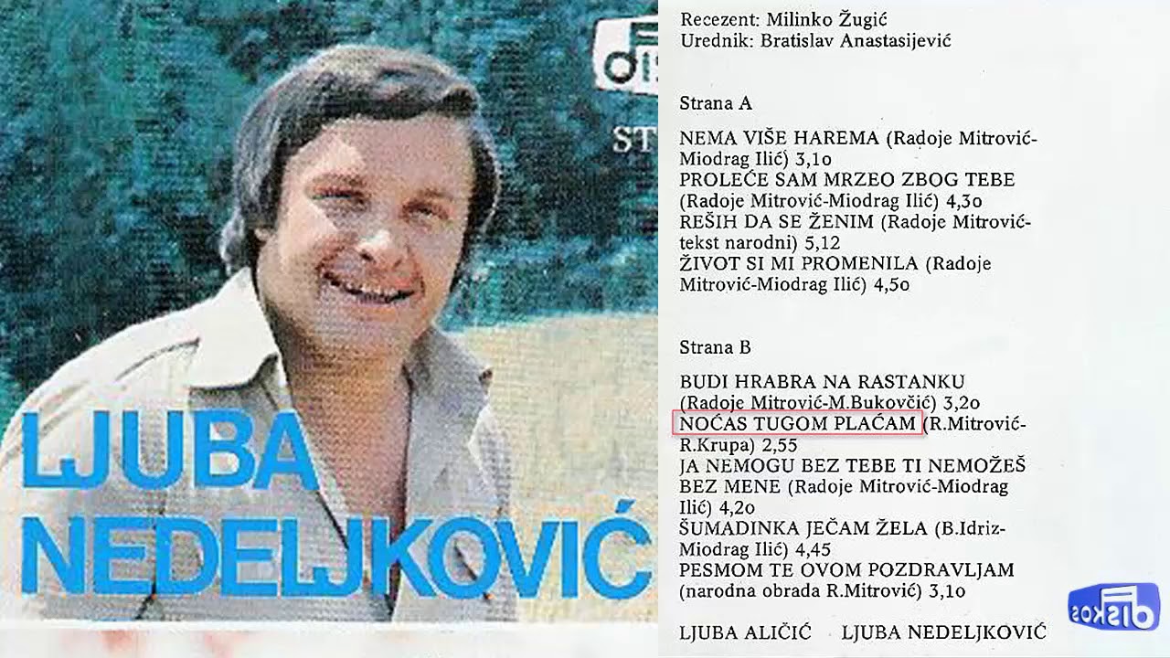 Ljuba Nedeljkovic - Nocas tugom placam - (Audio 1978)