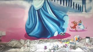 Cinderella mural time-lapse by Drews Wonder Walls