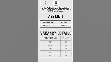 UPSC CAPF AC Online Form Notification Out 2022 🔥 | Age Limit | Eligibility | Exam Pattern & Dates