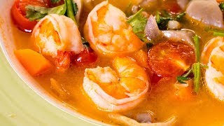 Soup Tom Yam with shrimp. Famous Thai soup.
