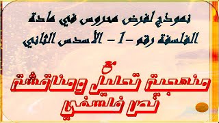 فرض محروس في مادة الفلسفة رقم -1- الأسدس الثاني (أولى باك) مع منهجية تحليل النص الفلسفي