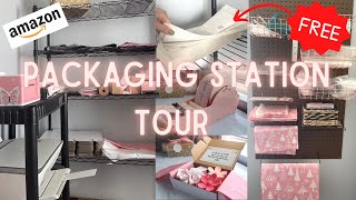 SMALL BUSINESS PACKAGING STATION TOUR | AMAZON FINDS & FREE packing supplies, packaging HACKS