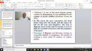 Obituary Explanation B A  Part II English Literature Paper I