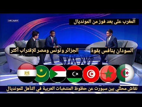 نقاش محللي بين سبورت عن حظوظ المنتخب المغربي والجزائر وتونس ومصر والسودان في تأهل لكأس العالم 2026 