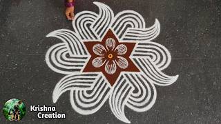 Easy Padi Kolam Design with 5x3 dots | Creative Rangoli | Padi Kolam Muggulu | Rangoli Kolam
