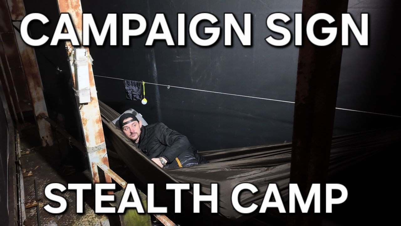 Camping Overnight Inside A Campaign Sign!