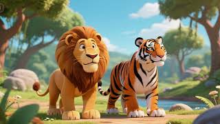 Lion and Tiger Explore Together 🦁🐯🌿 | Wild Adventure Friendship Song