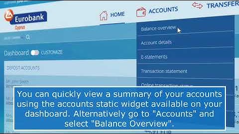 How to see an overview of your balances - Eurobank Cyprus E-Banking platform