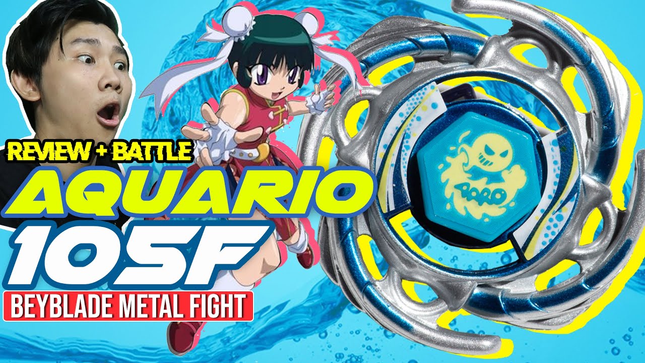 OMBAK GANAS DAN AGRESSIF! BEYBLADE METAL FIGHT AQUARIO 105F REVIEW \u0026 BATTLE  W/ @Kutucoklat