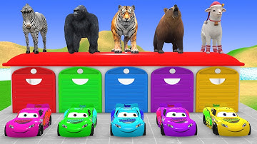 Long Slide Game with Cow Elephant Gorilla Hippopotamus Tiger 3d Animal Game Funny 3d Animals