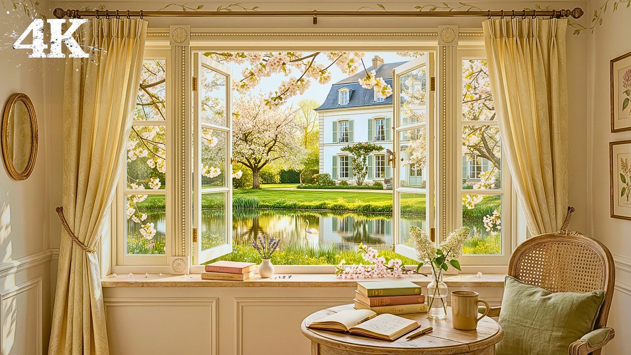 Serene French Garden Morning | Feel Your Soul Reborn This Spring with Gentle Birds, Ripples & Breeze