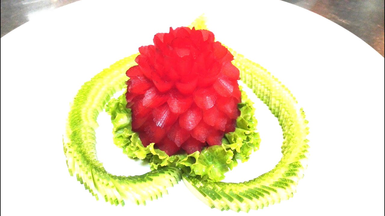 Winter-melon and Cucumber Heart Carving | Flower of Winter melon