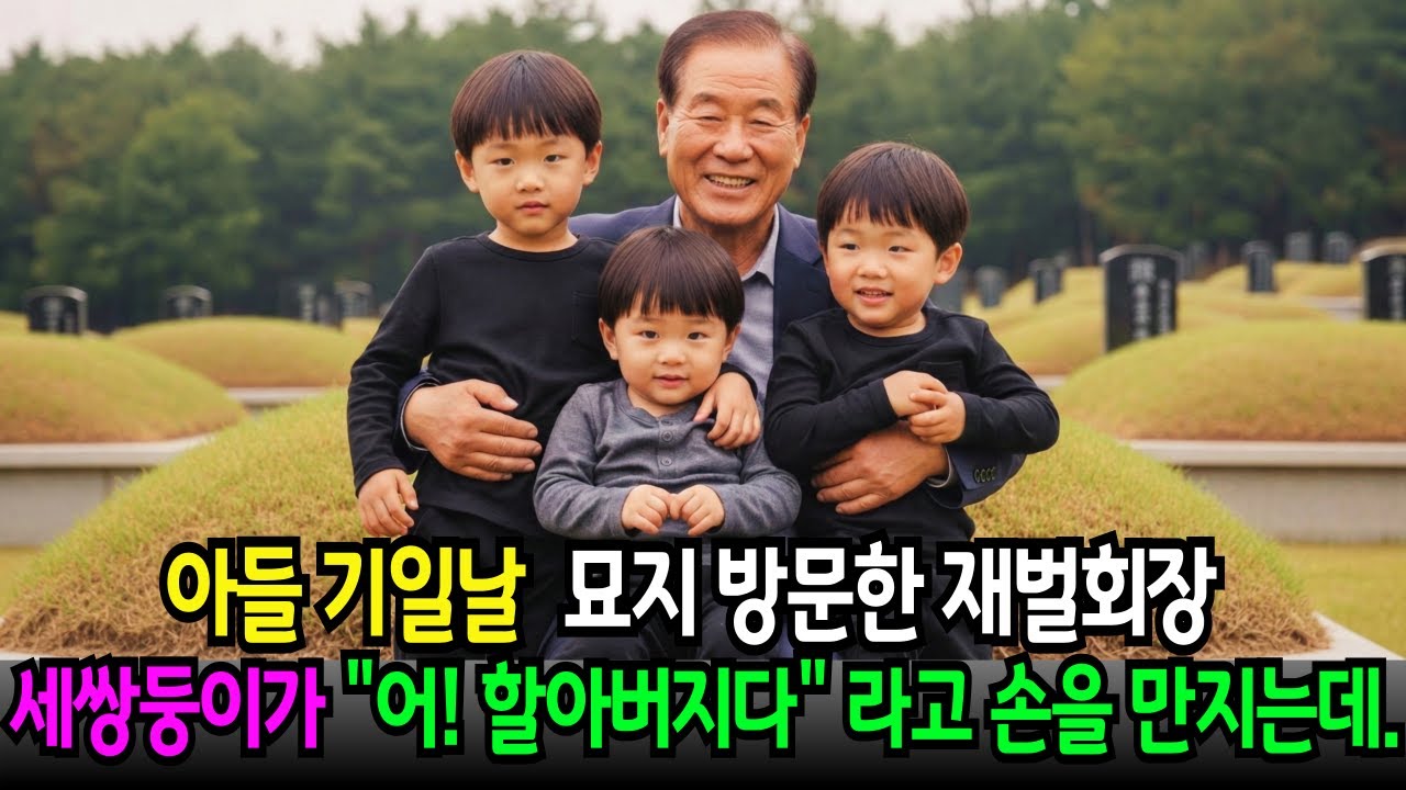 아들의 기일날 묘지 방문한 재벌회장님 세쌍둥이가 