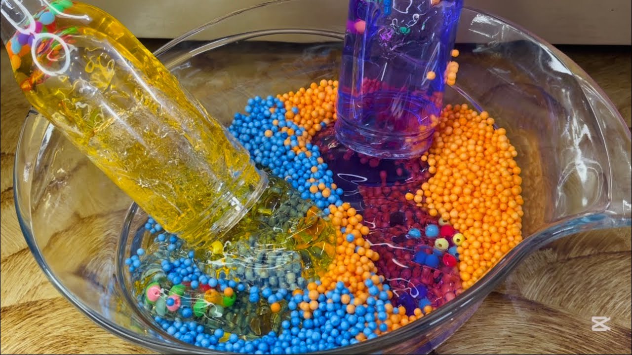 Mixing Foam Beads Into Slime | Crunchy Slime | Satisfying Video Asmr