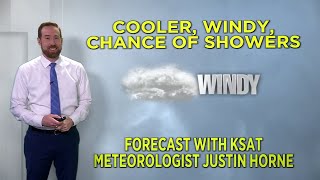 Cloudy, windy, and cool today, with a chance of showers this evening.
