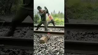 Railway Workers Replacing Sleepers on Site