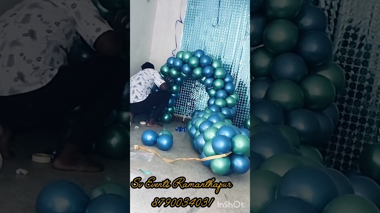 Peacock balloon decoration/ Blue & Green Balloon decoration/ chrome balloon decoration# Ramanthapur