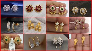 Gold Stud Earrings Tops Design Collection for Gold Lovers ||